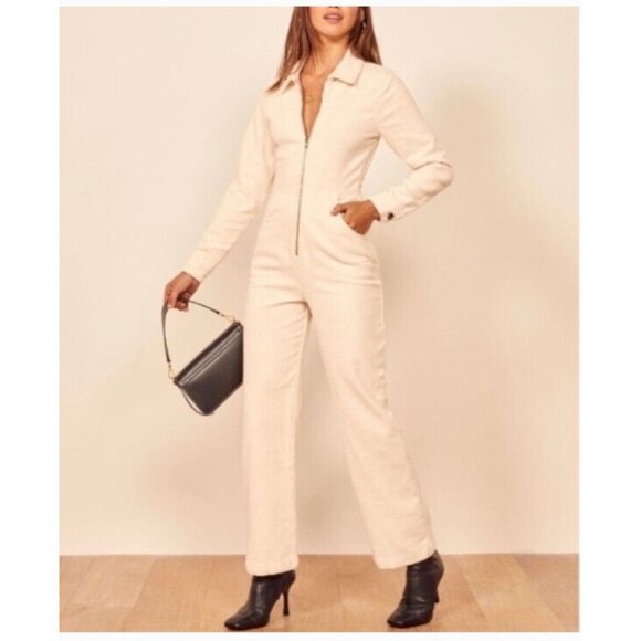 Reformation Aaron corduroy jumpsuit in bone Size 12 - Picture 14 of 16